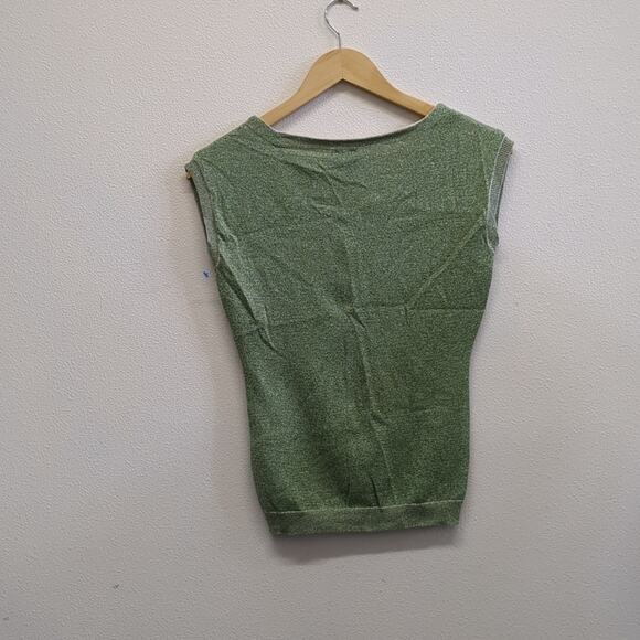 Worthington Sleeveless Top with Green and silver metallic Stripes size small - Picture 5 of 5